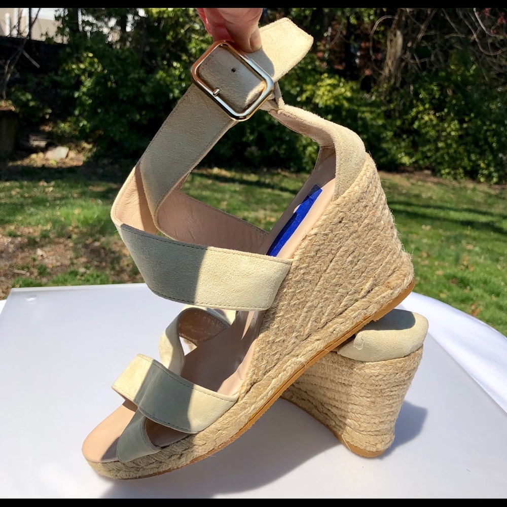 Marina Rinaldi Platform Wedge Suede Sandals Size 10 Espadrilles Quiet Luxury New